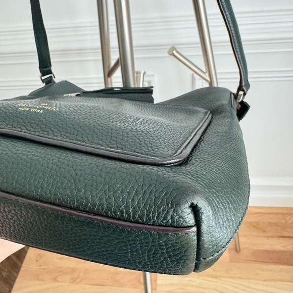 Kate Spade Deep Green Top Zip Pebbled Leather Crossbody Bag - Picture 8 of 11